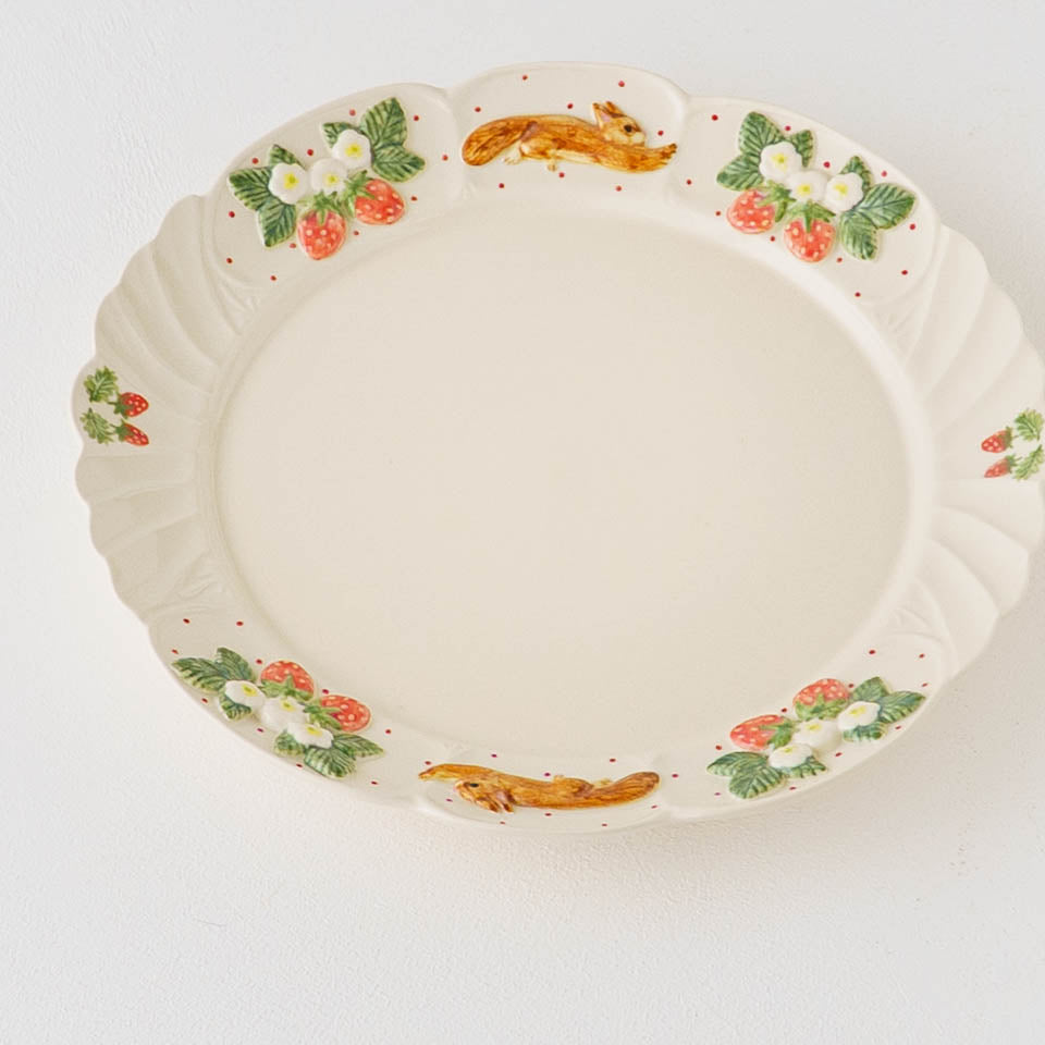 Antique Plate Hopping Squirrel Strawberry | Sugar Poppo