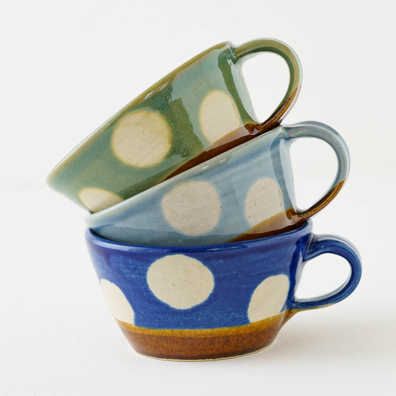 Soup cup dot pattern, light blue | Wakaba Enokida, Enokida Kiln