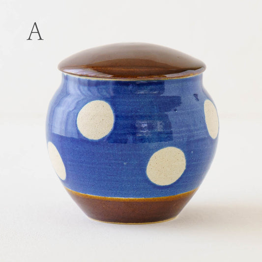 Jar dot pattern, blue | Wakaba Enokida, Enokida Kiln