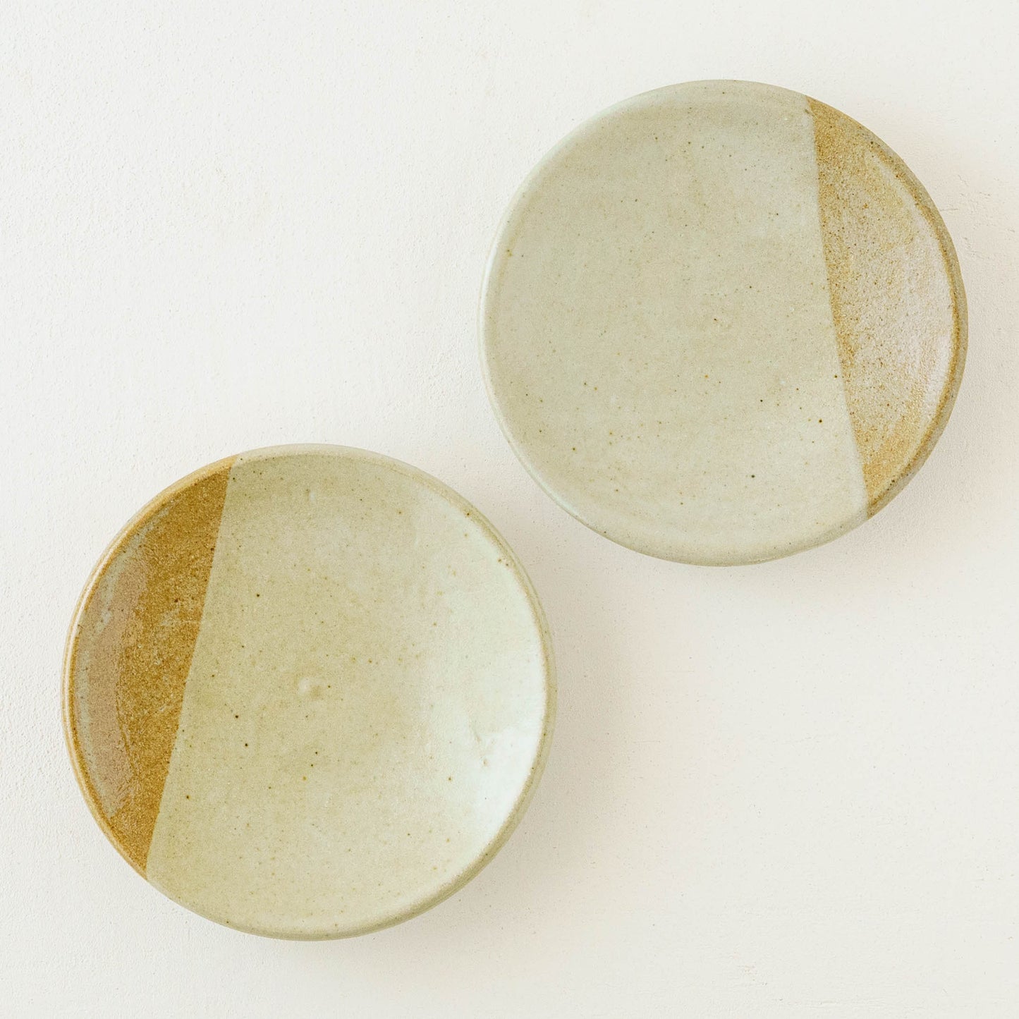 取り皿 掛け分け 並白釉 x 糠白釉|榎田智 えのきだ窯