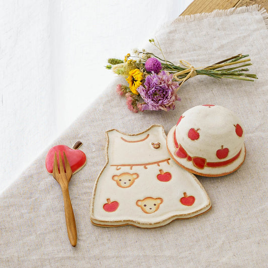 帽子とワンピースのセット くま・りんご|木村涼子