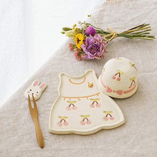 帽子とワンピースのセット ピンクのさくらんぼ|木村涼子