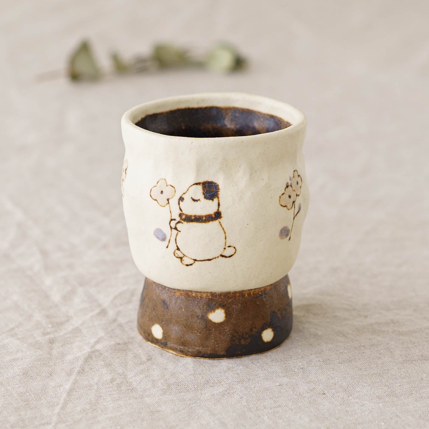 陶芸作家 丸伴工場 松本みほこ 高台カップ いぬ｜鎌倉 作家ものの