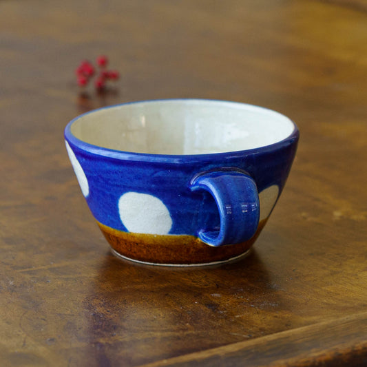 Soup cup dot pattern, blue | Wakaba Enokida, Enokida Kiln