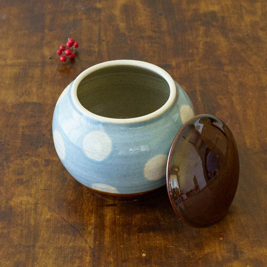 Jar dot pattern, light blue | Wakaba Enokida, Enokida Kiln