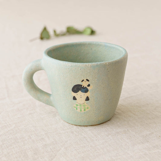 Mug Large, Dog and girl, light blue | Aya Watanuki