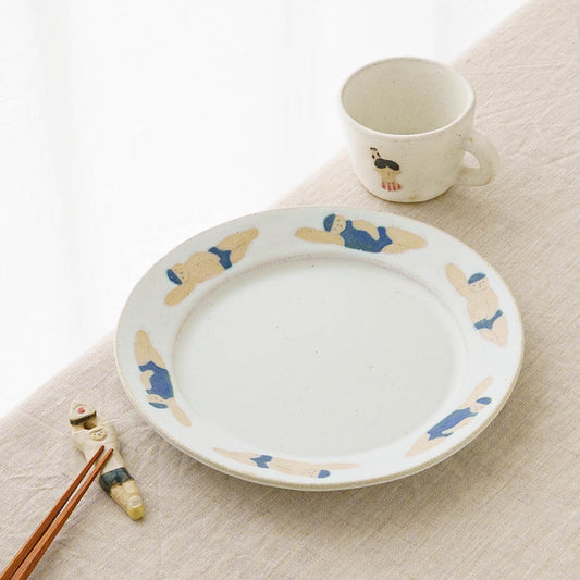 Round Plate Medium Swimming White | Aya Watanuki