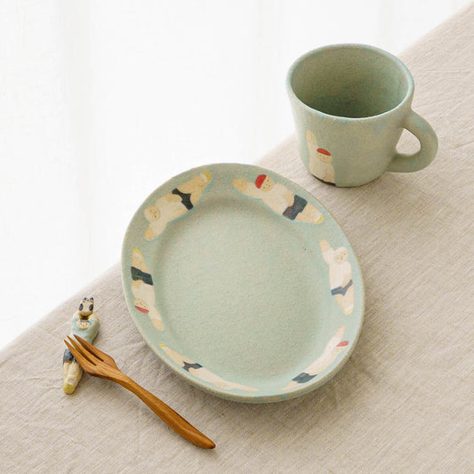 Oval Plate Medium Light Blue | Aya Watanuki