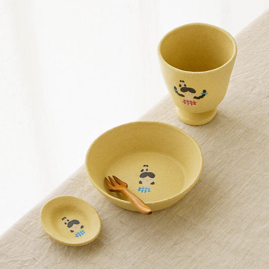 Plate S Cat and girl yellow|Aya Watanuki