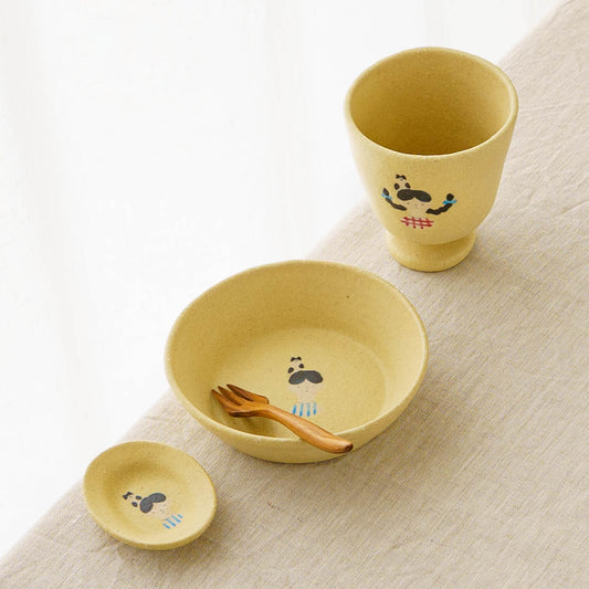 Plate S Cat and Boy Yellow A | Aya Watanuki