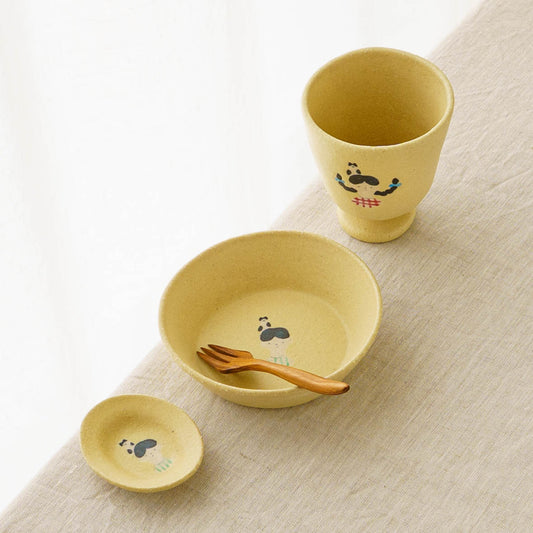 Plate S Cat and boy Yellow B | Aya Watanuki