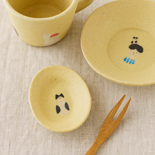 Bena Oval Plate Cat Yellow|Aya Watanuki