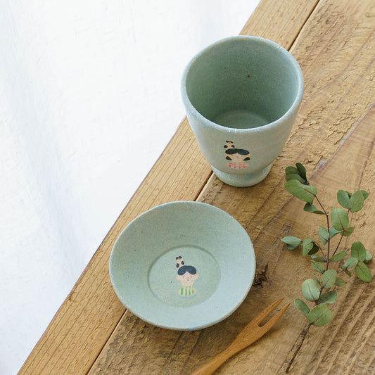 Bowl S Cat and boy light blue B|Aya Watanuki