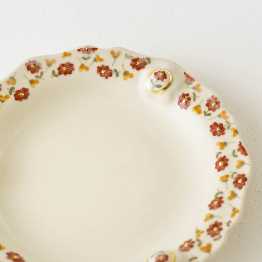 Plate relief flower red M | Ayano Arai