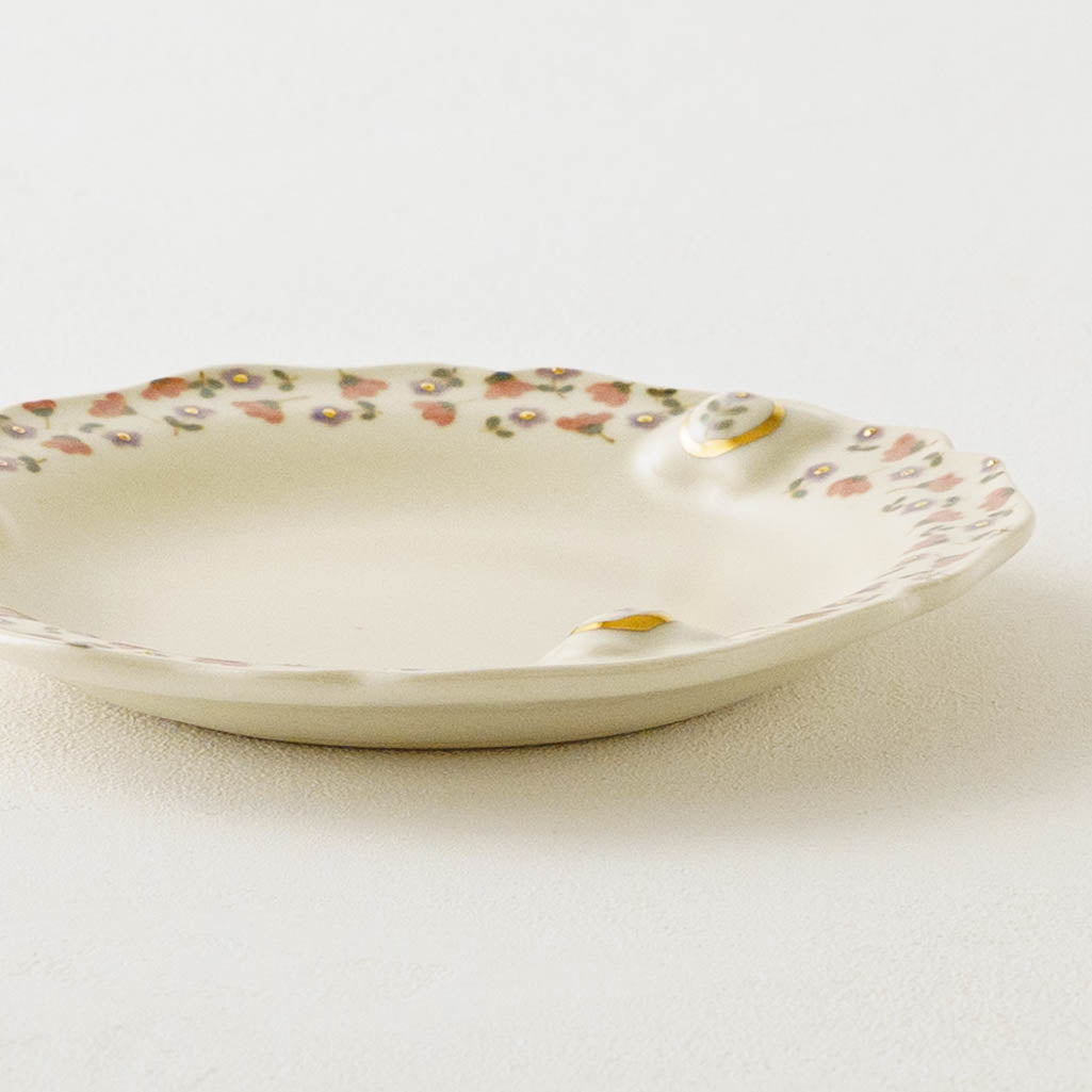 金彩レリーフ中皿 ピンク x パープル|荒井彩乃