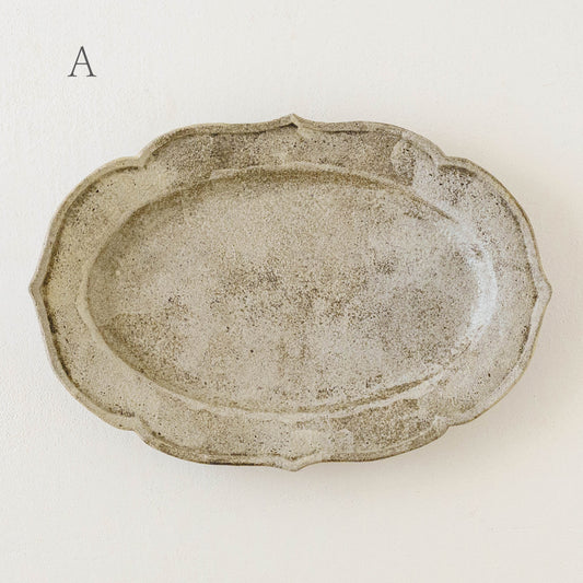 稜花オーバルディッシュ 炭化 白|渡辺信史