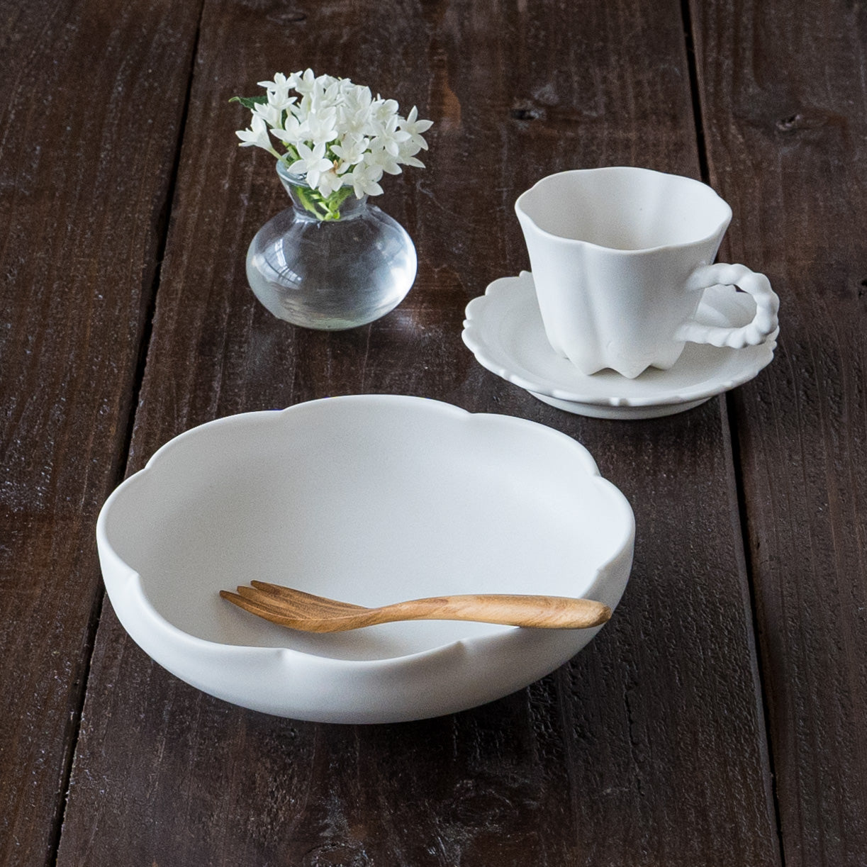 カヌレカップ & レリーフソーサー S 白|藤村佳澄