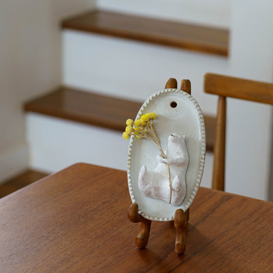 Bear wall hanging small white | sakuya masuda