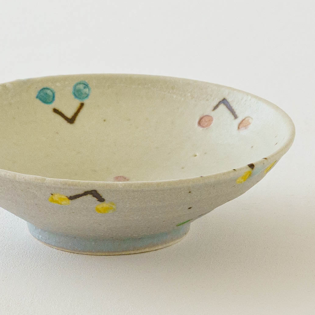 Flat bowl cherry white x light blue | Harada Haruko