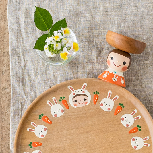 木絵雑貨さんのトレイうさぎとまめ皿子ちゃん