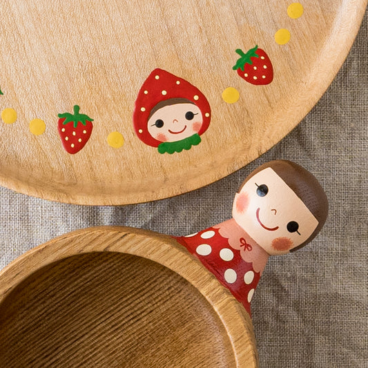 木絵雑貨さんのおやつボウル白ドット赤