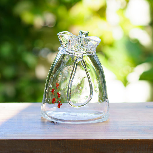 金魚巾着一輪挿し 大 クリア|極楽寺がらす工房