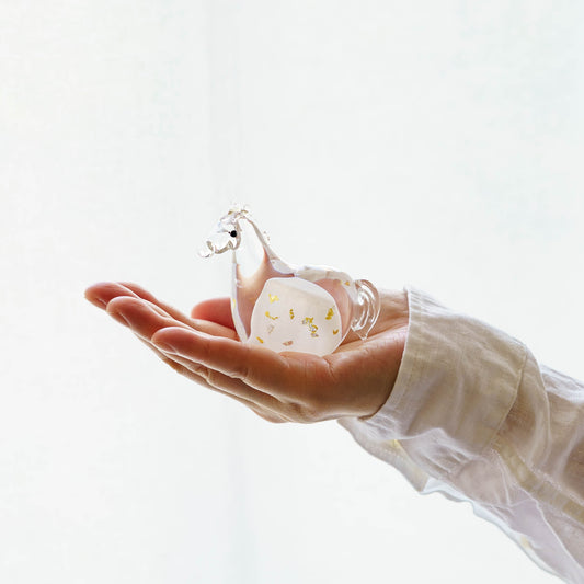 干支飾り 午 S 白毛(黒台付き)|極楽寺がらす工房