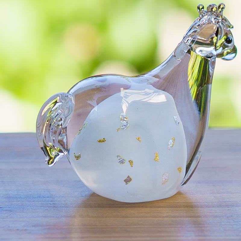 干支飾り 午 S 白毛(黒台付き)|極楽寺がらす工房