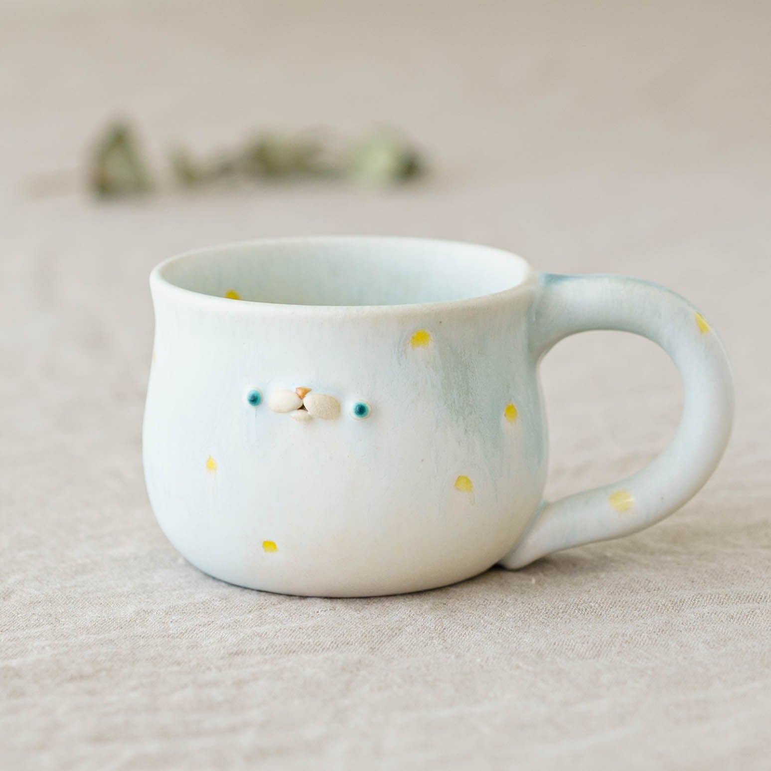 陶芸作家 堀江遼子 poco mug yellow dot｜鎌倉山 作家もののうつわ通販
