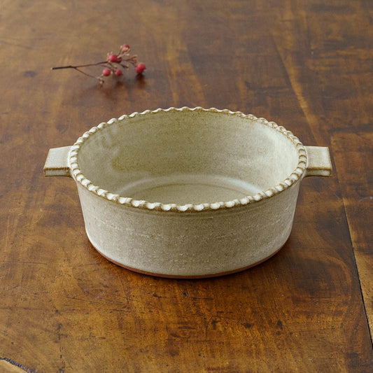 Edged Gratin Dish White/Green|Oka Hiromi