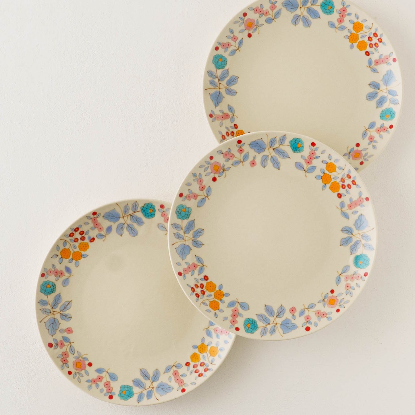 絵付6寸皿 花唐草 オレンジ|井川絢子