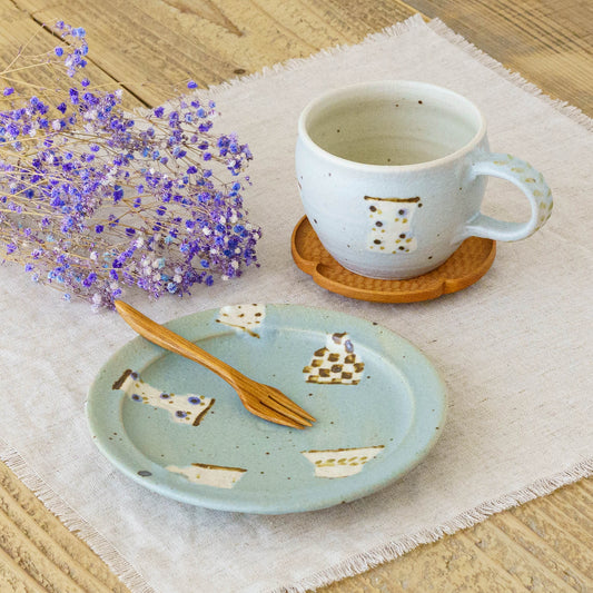 18cm rim plate table ware turquoise blue | Harada Haruko