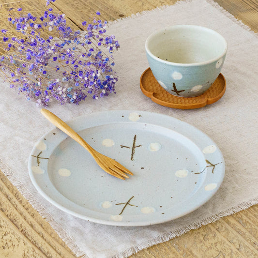 22cm rim plate flower B light blue | Harada Haruko