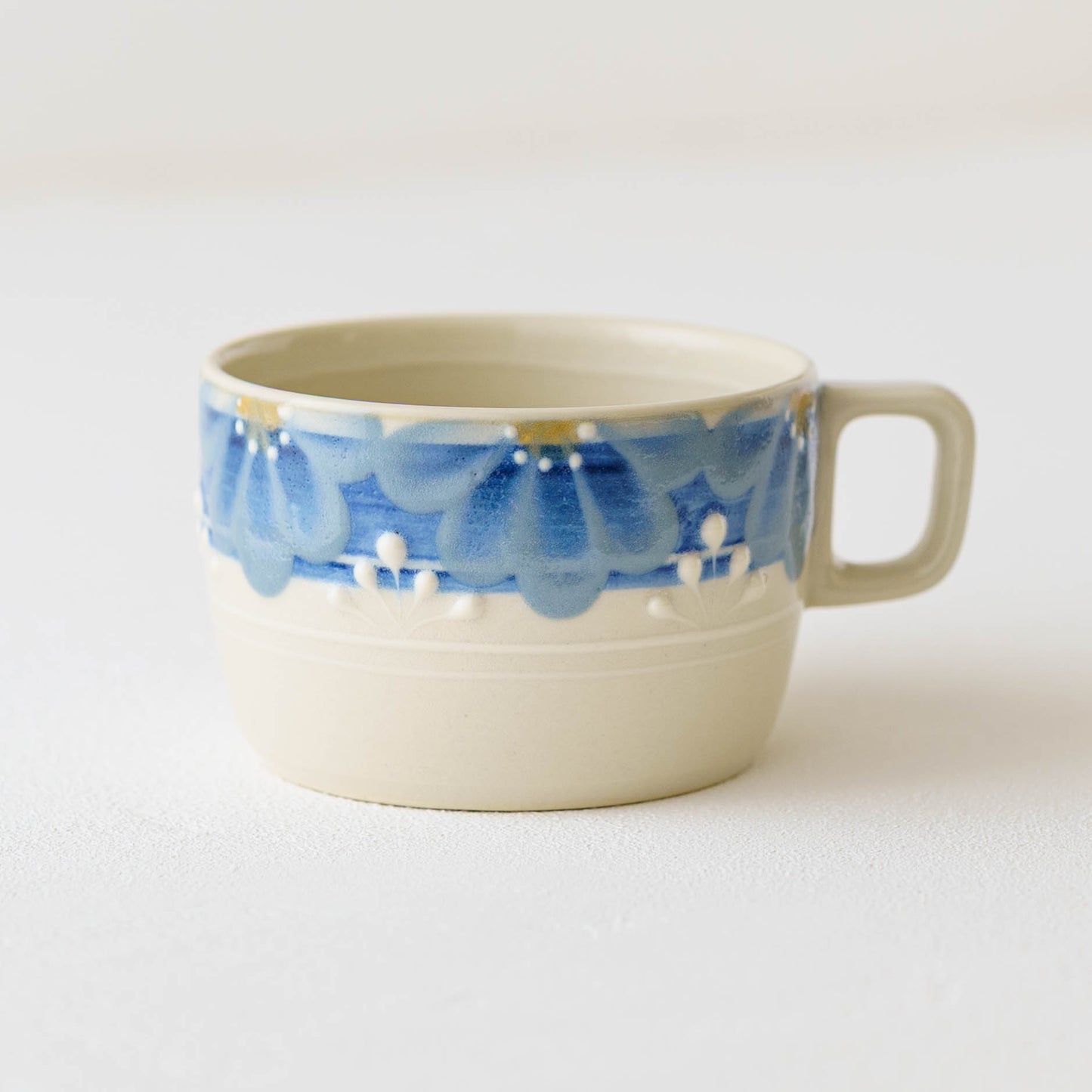 指描更紗 藍 角マグカップ|アダチノポタリ