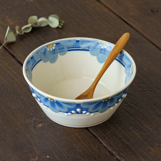 指描更紗 藍 スープどんぶり|アダチノポタリ