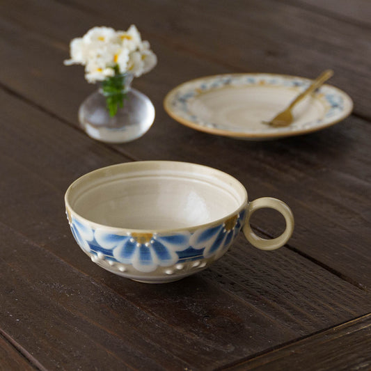Latte cup blue|Adachino pottery