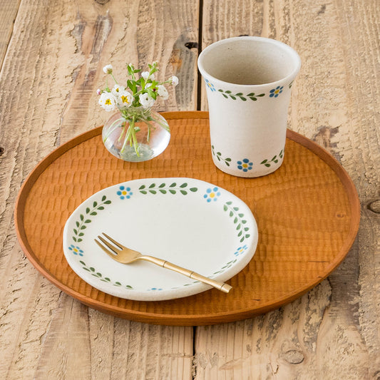 しののめ窯鈴木あかねさんのフリーカップと取り皿リース青