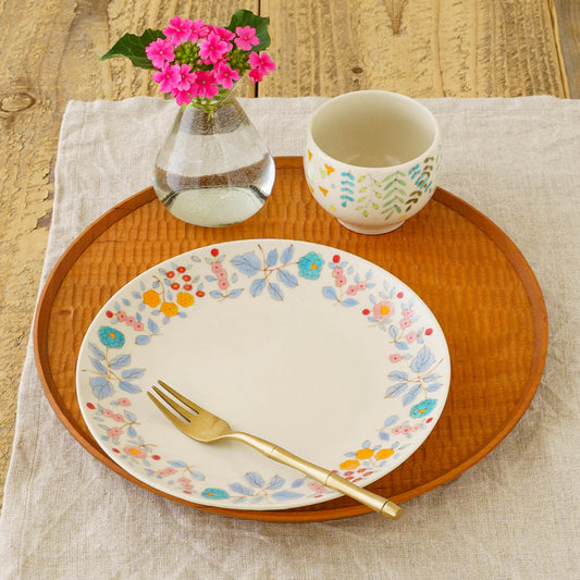 19.5cm plate with flowers, orange | Ayako Igawa