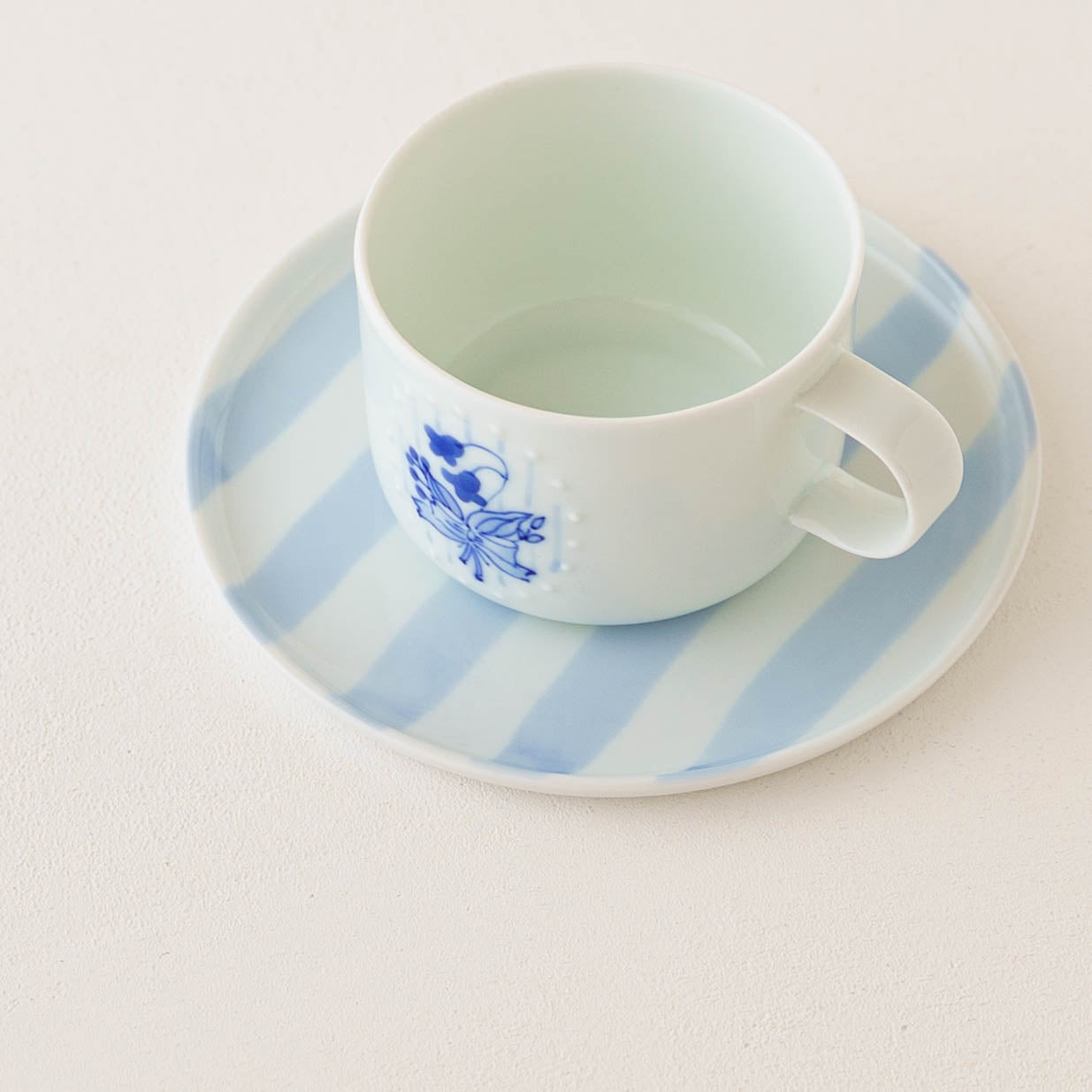 カップ & ソーサー すずらん x ストライプ|染付窯屋 眞窯