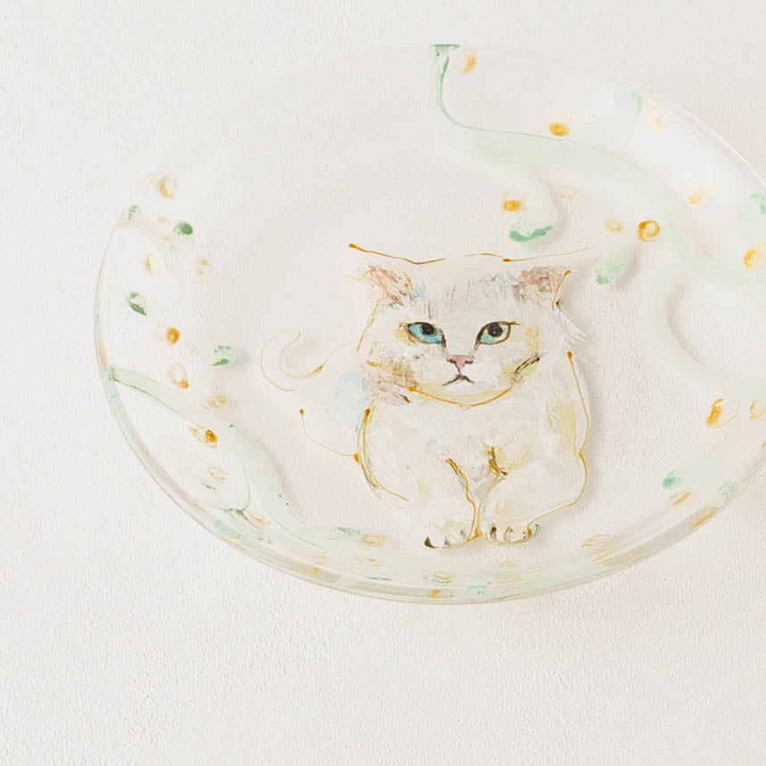 絵付けガラス皿 C|クロミヤアイ