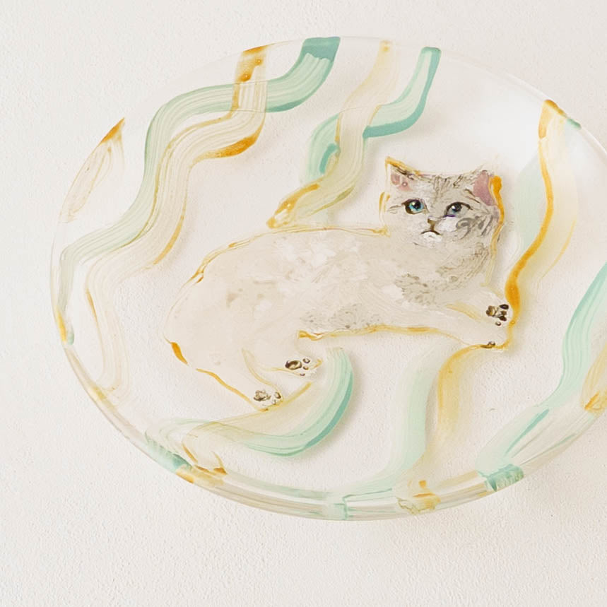 絵付けガラス皿 B|クロミヤアイ