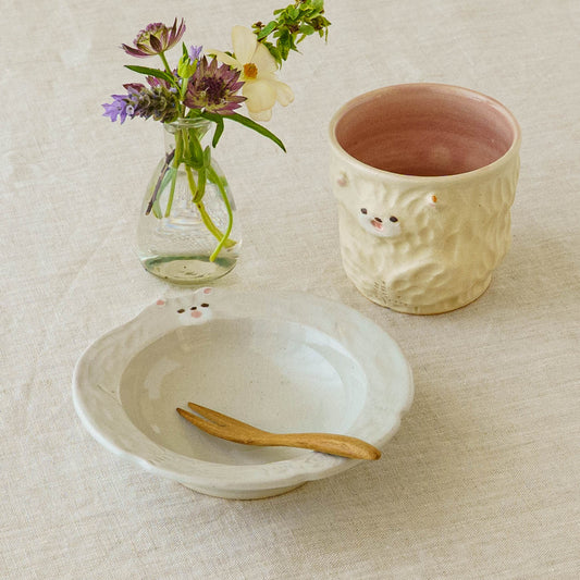 Bear-shaped small bowl, white | Mikiko Kato
