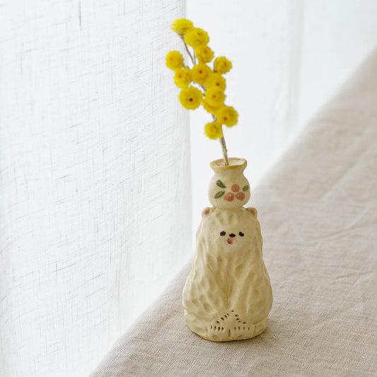 White bear dry flower stand x vase | Mikiko Kato