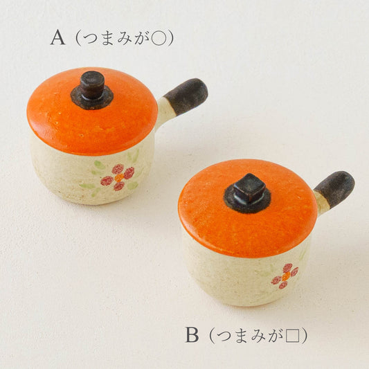 Clay pot chopstick rest flower orange enamel C | Naoko Ikemoto