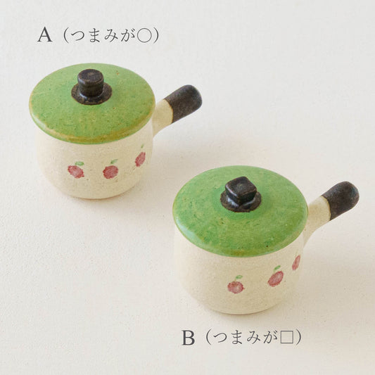 Clay pot chopstick rest apple enamel green | Naoko Ikemoto