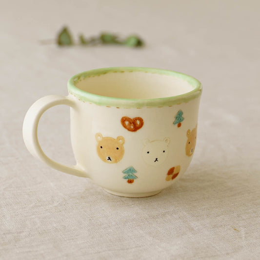 Mug with bear and cookies (Transparent glaze) | Aki Ota