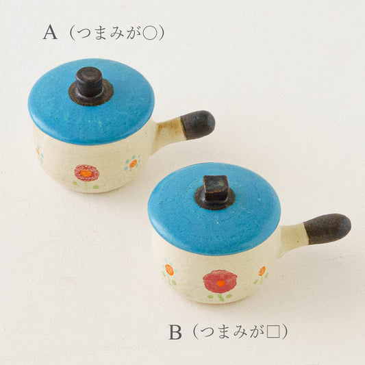 Clay pot chopstick rest flower blue enamel | Naoko Ikemoto