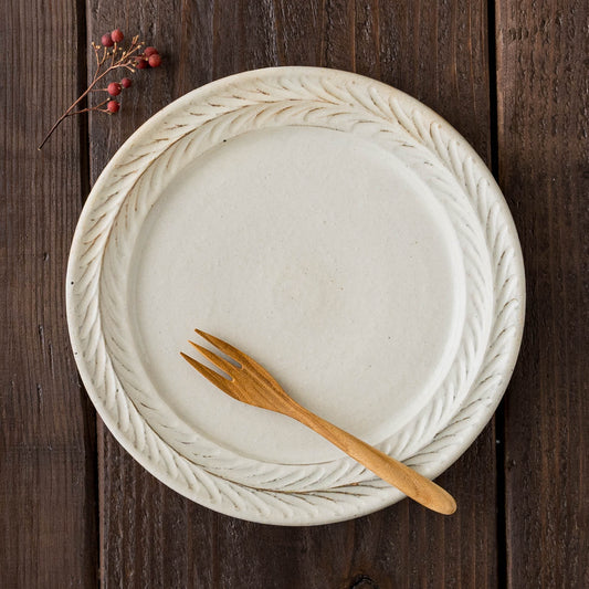 Leaf rim Plate 21.5cm White | Furutani Pottery