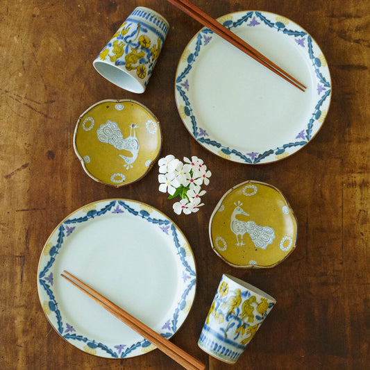 21cm rimmed plate dandelion and lotus | Satsukigama