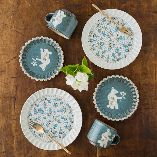 18cm rimmed plate flowers | Satsukigama